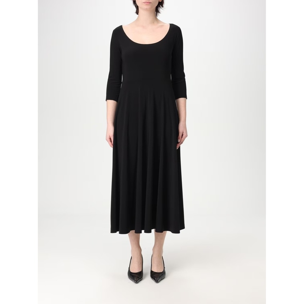 Norma Kamali Black‎ Midi Dress XL 3/4 Sleeve Scoop Neck Classic Career